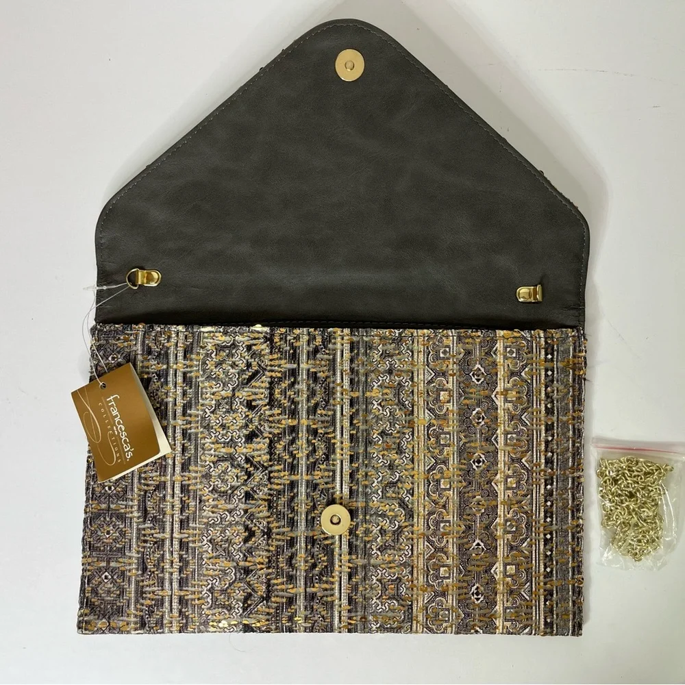 Francesca's Evening Bag‎ Clutch With Gold Chain Strap Sequin Multicolor